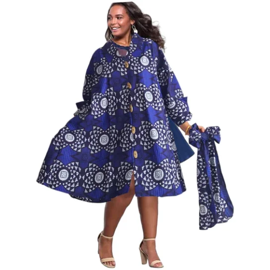 African Print Tunic Dress Coat