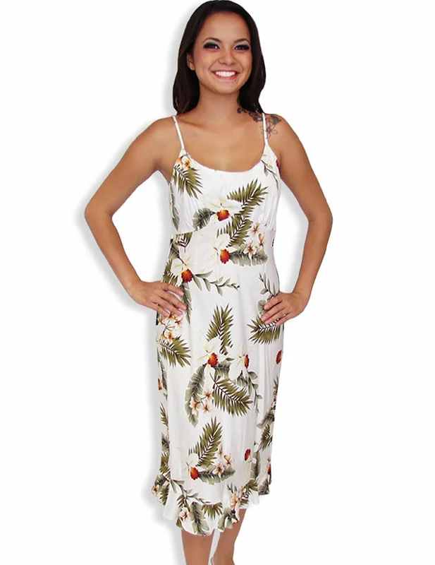 Akepo White Slip-On Hawaiian Dress