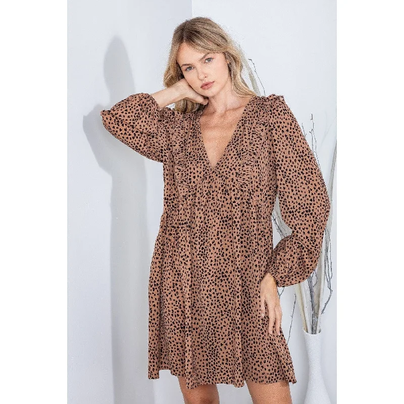 Animal Baby Doll Dress With Ruffle Details