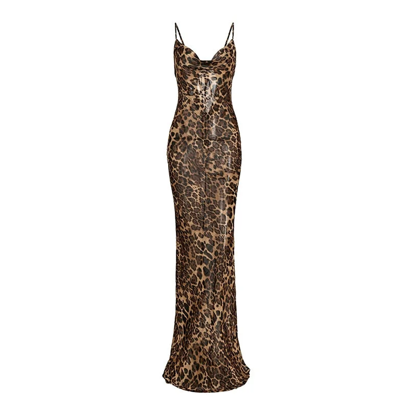 Blanche Cowl Neck Leopard Dress