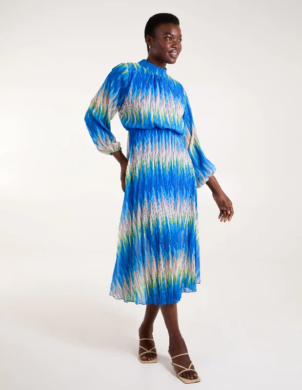 Chevron Print High Neck Dress