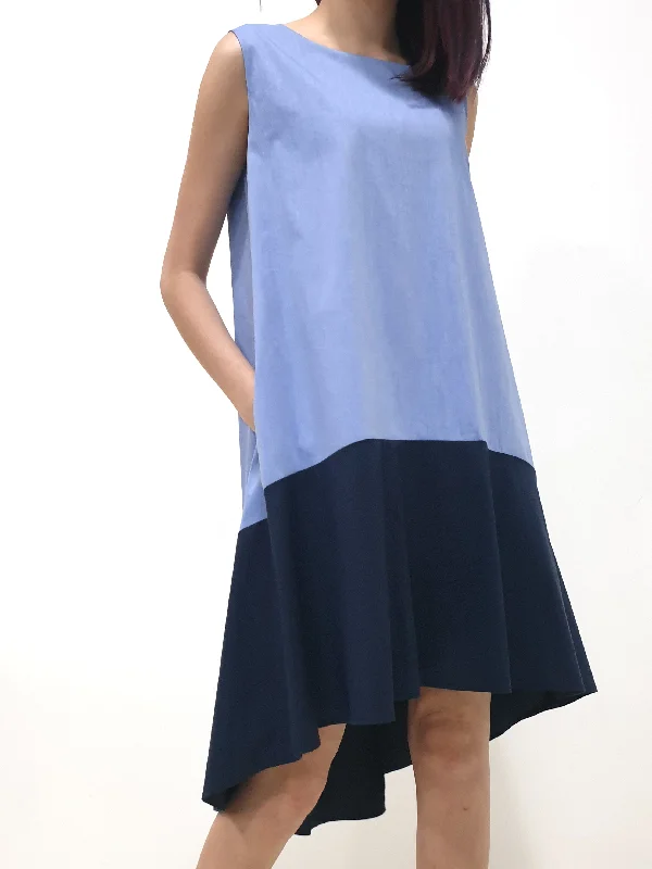Colourblock Hi Low Dress - Light Blue (Non-returnable)