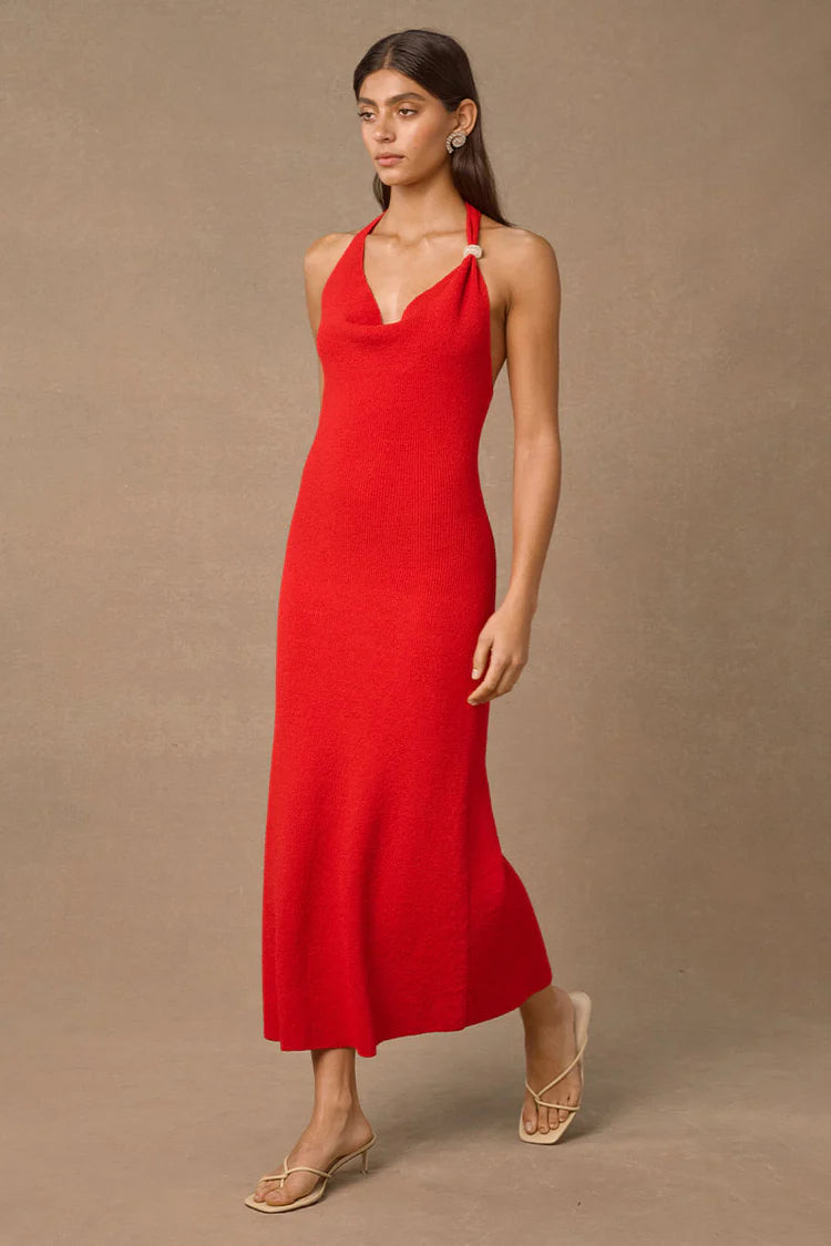 COWRIE KNIT DRESS RED