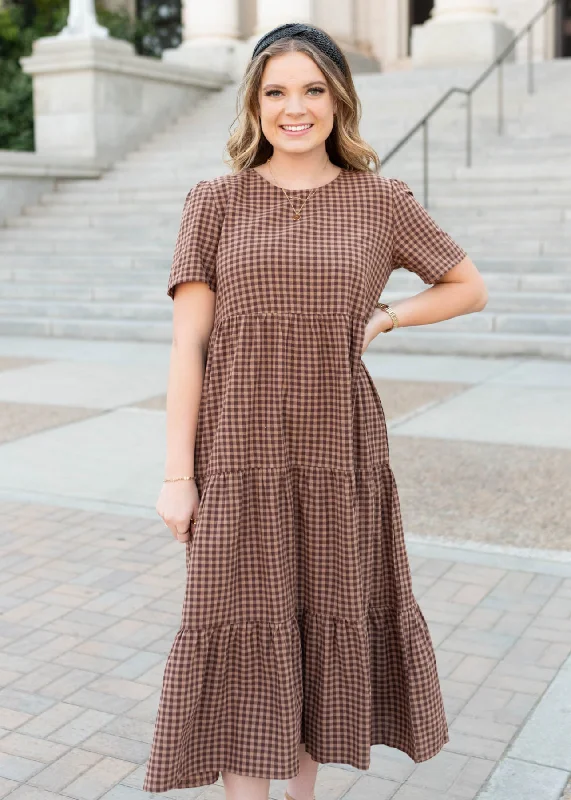 Emely Brown Gingham Dress