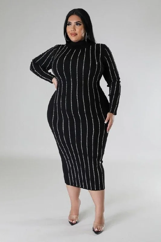 Girls Night Plus Size Black Turtle Neck Dress