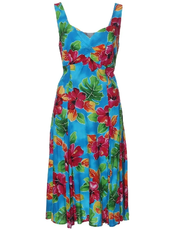 Hibiscus Watercolor Short Hawaiian Sundress