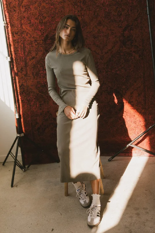 Hollis Ribbed Dress in Olive - FINAL SALE