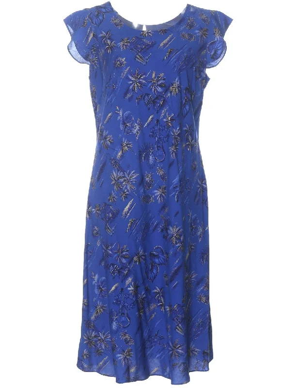Knee Length Hawaiian Dress Golden Vintage