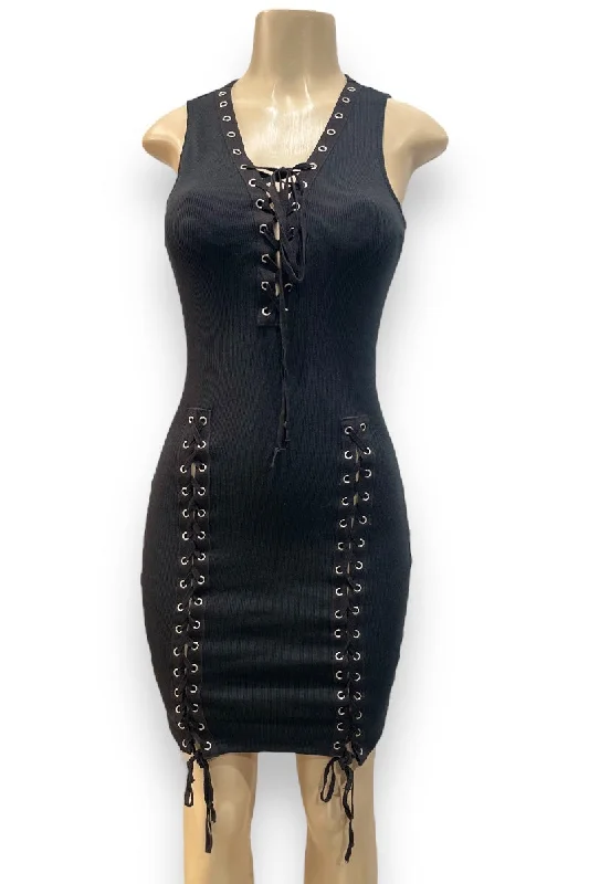 Laced in Love Ribbed Dress