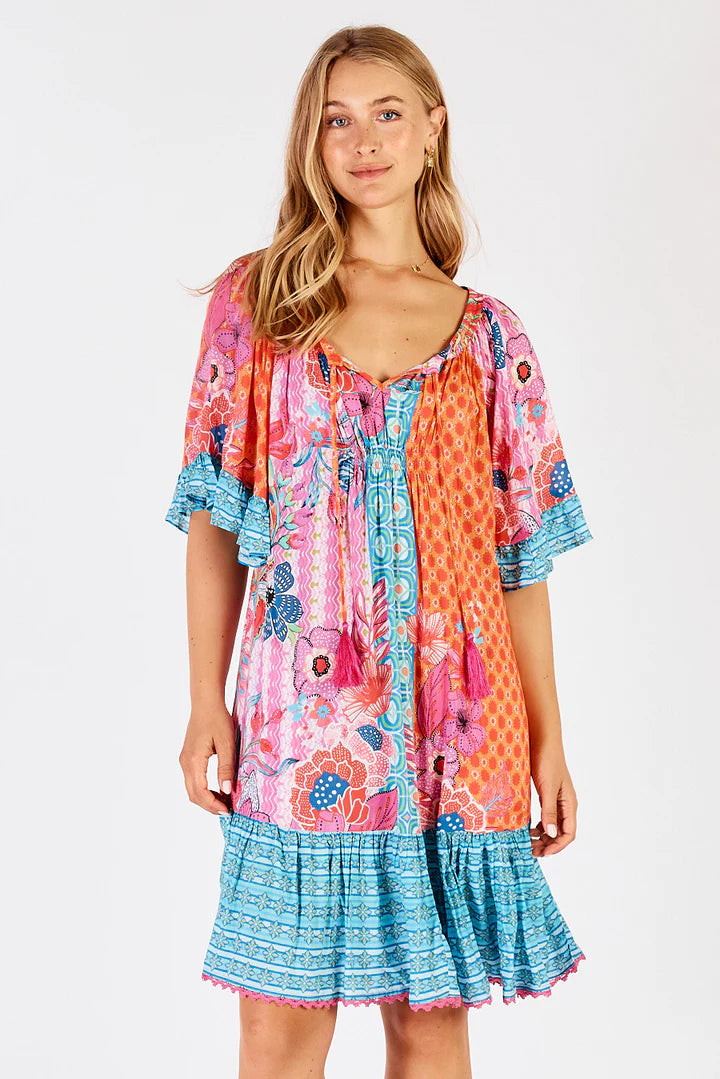 Lula Life Miranda Shirred Dress Sea S