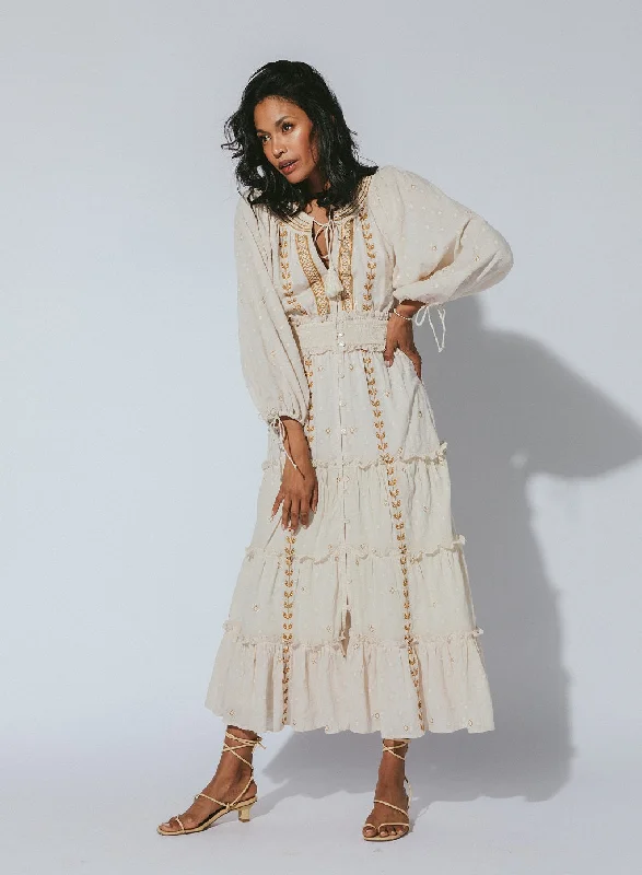Naya Ankle Dress Ivory