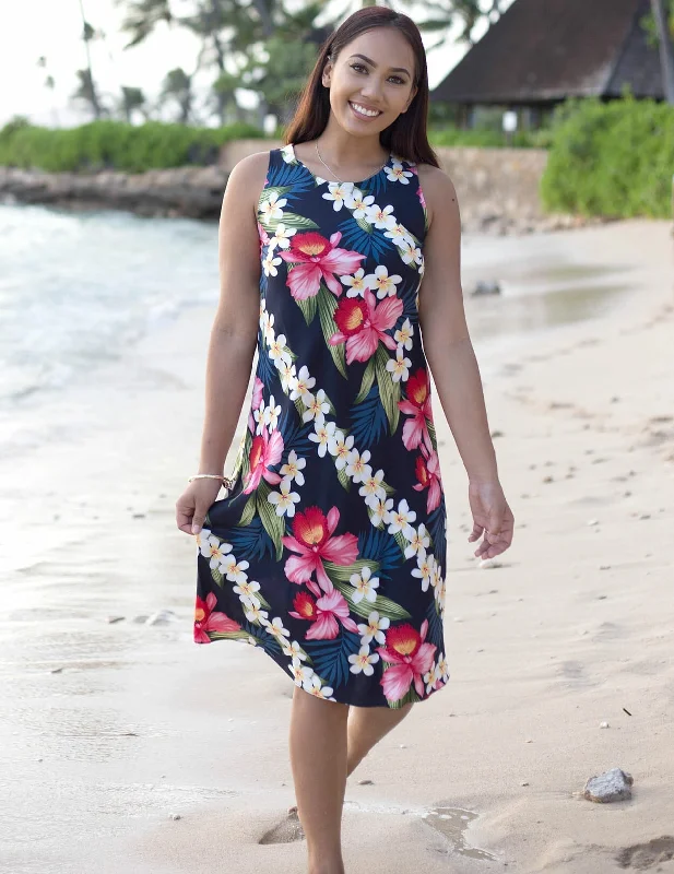 Plumeria Knee Length Hawaiian Dress