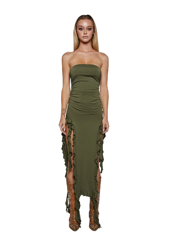 Rendezvous Strapless Dress - Olive