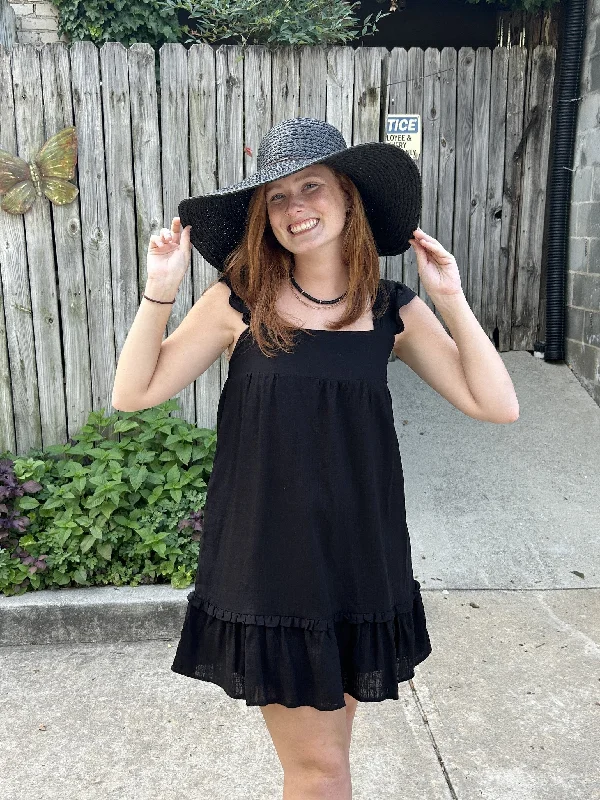 Ruffled Sleeve Linen Dress