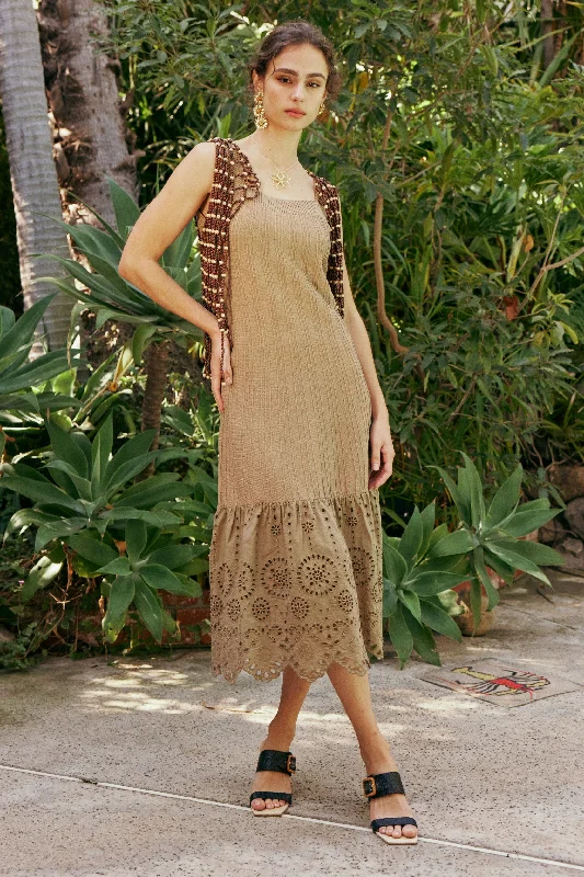 Contrast Lace Knit Dress