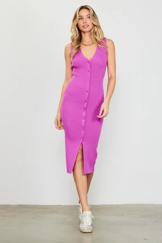 Veronica Ribbed Dress (Mulberry)