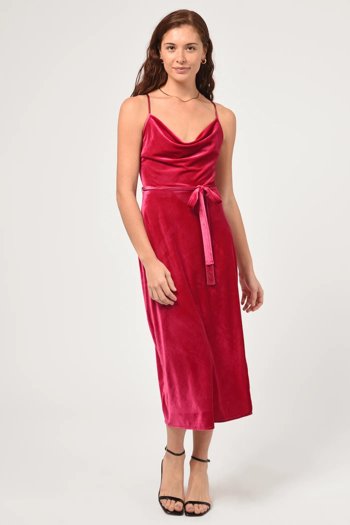 Zana Velvet Cowl Neck Slip Dress