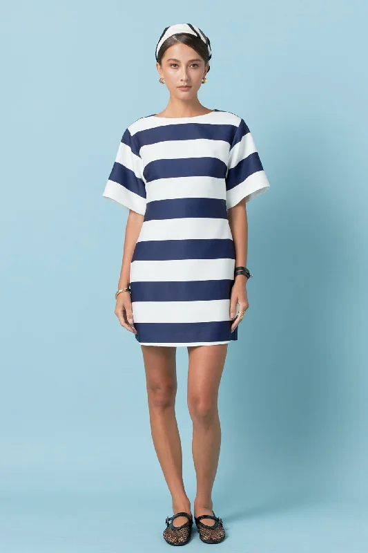 English Factory - Bold Stripe Mini Dress Stylish Plaid Mini Dress