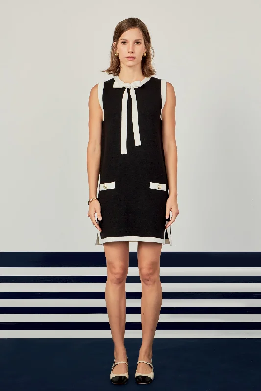 English Factory - Color Block Knit Mini Dress Cozy Cotton Mini Dress