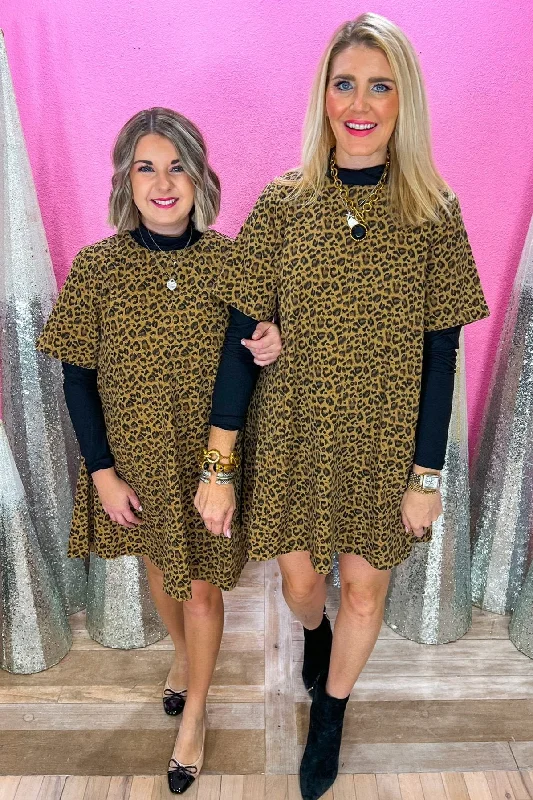 Crazy Plans Mini Dress - Cheetah Chic Puff Sleeve Mini Dress