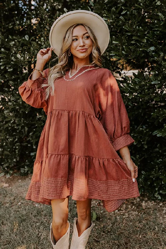 Dreamy Moment Mini Dress in Rust Comfortable Wrap Mini Dress