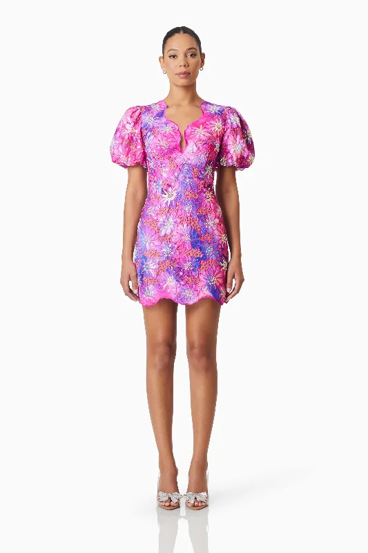 Elliatt Abrielle Mini Dress - Purple Multi Comfortable Ruffle Mini Dress