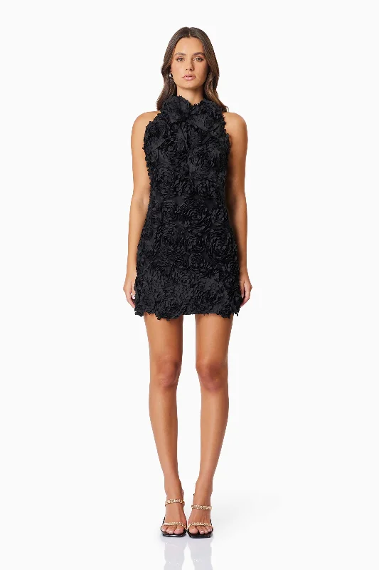 Elliatt Megan Mini Dress - Black Fashionable Boho-Chic Mini Dress