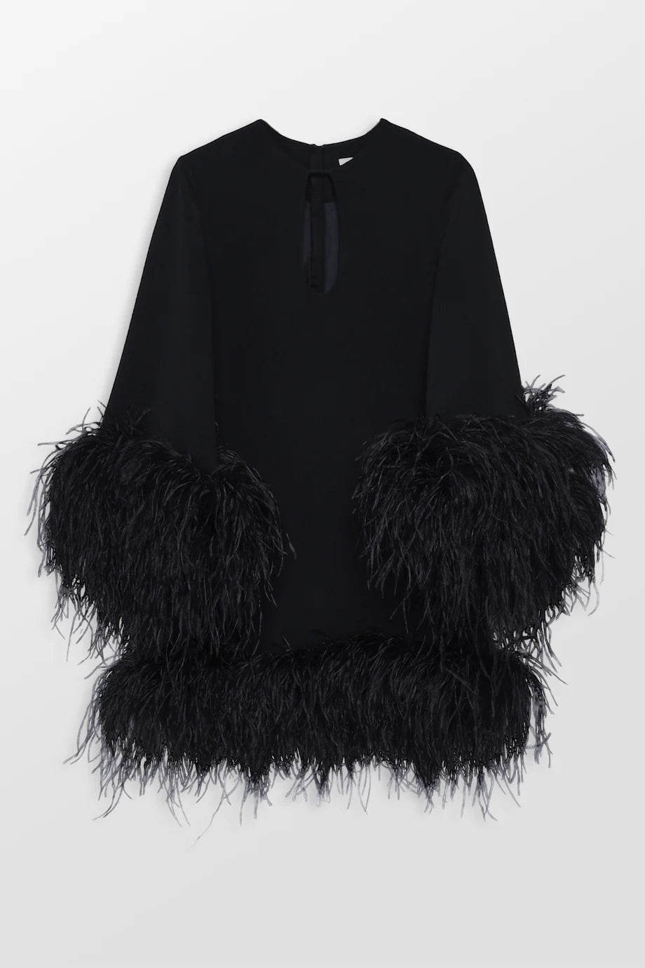 Feather Trim Mini Dress Stylish Sweetheart Neck Mini Dress