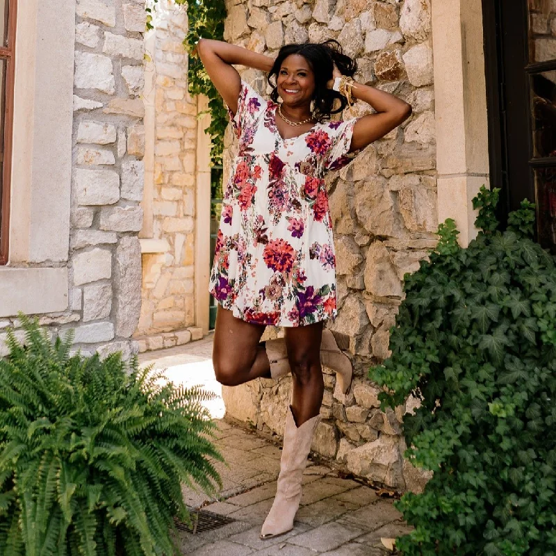 Floral Fields Babydoll Mini Dress Chic Sleeveless Mini Dress