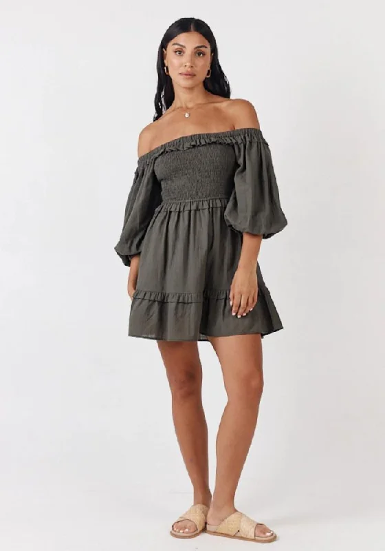 Northern Mini Dress- Forest Trendy Mesh Mini Dress
