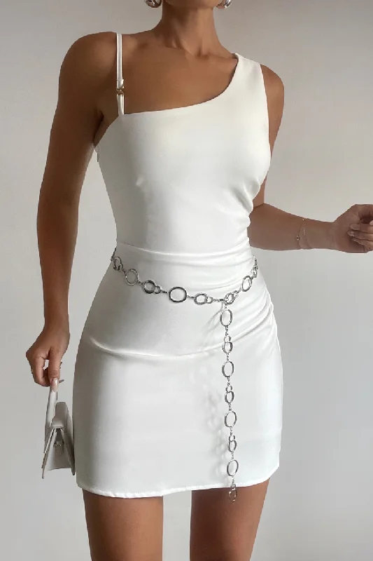 LORENZO MINI DRESS - WHITE Comfortable Off-Shoulder Mini Dress