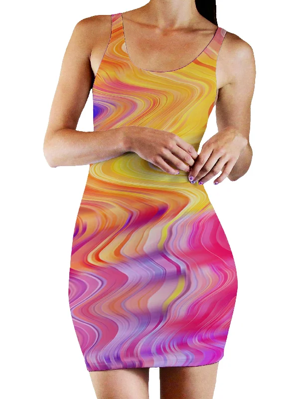 Psychedelic Aftershock Bodycon Mini Dress Trendy Wraparound Mini Dress