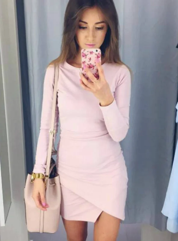 Sexy Slim Fit Irregular Mini Dress Bandage Bodycon Elegant Vintage Mini Dress