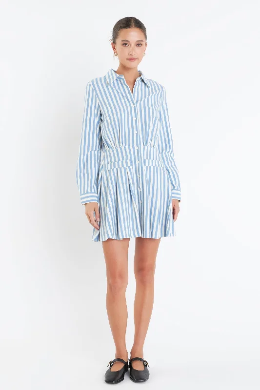 English Factory - Stripe Collar Mini Dress Trendy Camisole Mini Dress