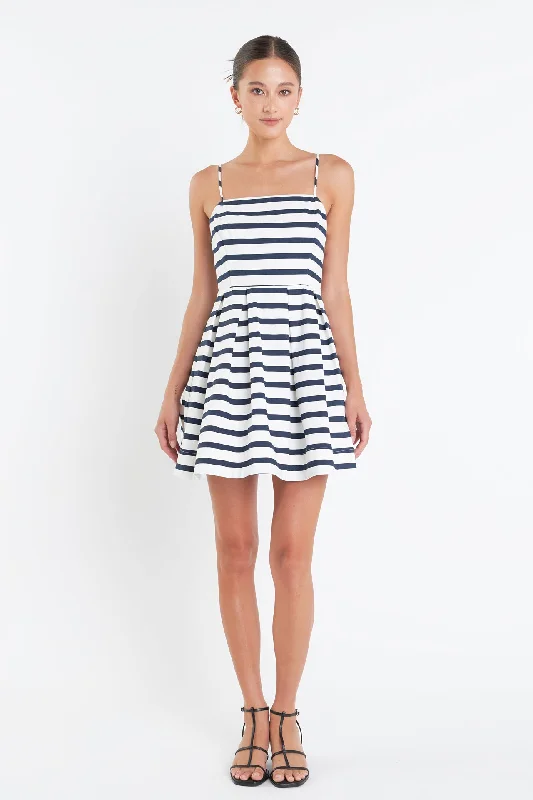 English Factory - Striped Mini Dress Comfortable Boho Mini Dress