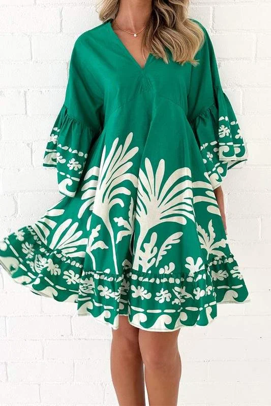 SUMMER PRINT MINI DRESS Cozy Cotton Mini Dress