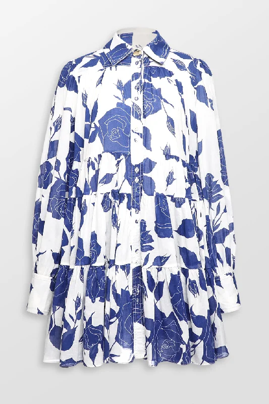 Vie Voile Neo Rose Smock Mini Dress Classic Floral Print Mini Dress