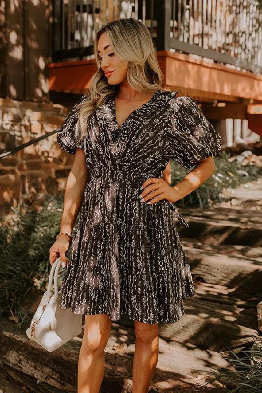 Whimsical Whispers Floral Mini Dress Stylish Ribbed Mini Dress