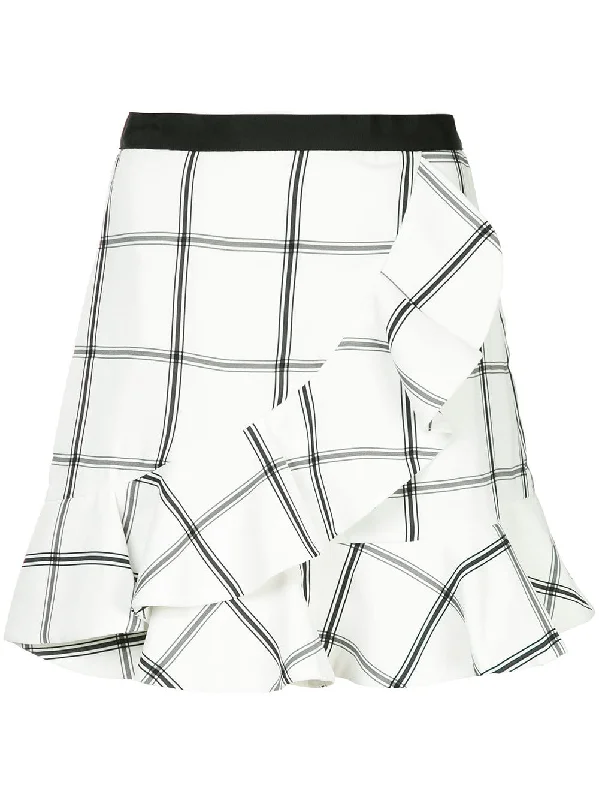 checked mini a-line skirt linen skirt natural