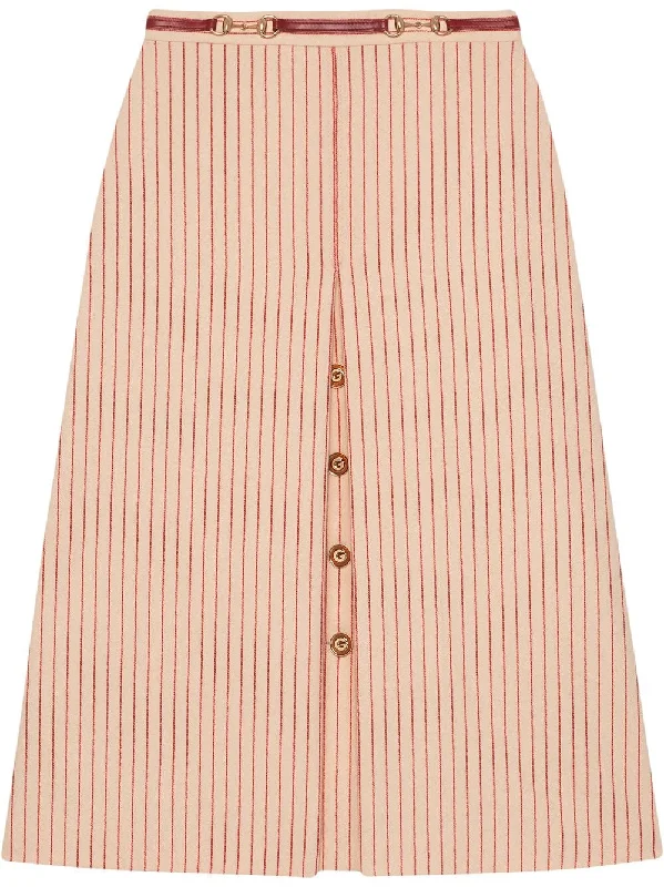 Wool skirt with GG buttons chiffon skirt airy