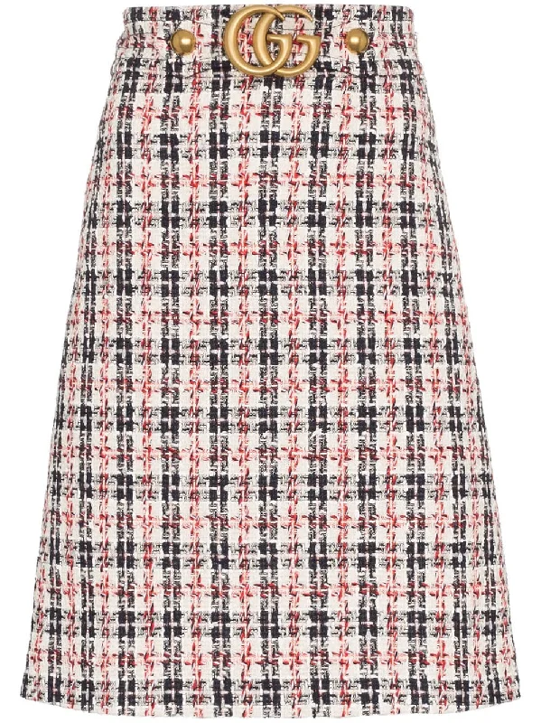 GG belt A-line tweed skirt cashmere skirt soft