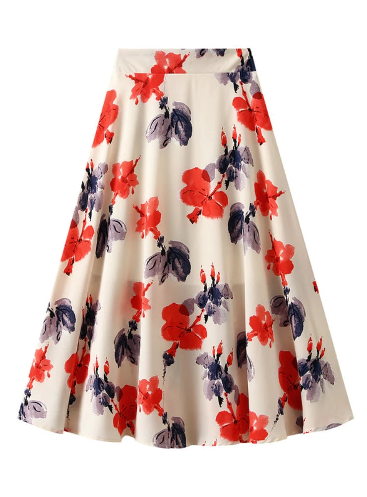 FASHION SUMMER PRINTED SKIRT high slit skirt