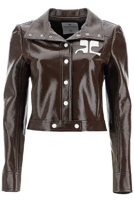 Re-edition Vinyl Effect Jacket - Brown Snapped Jacket Toggled Jacket Drawstring Jacket Re-edition Vinyl Effect Jacket - Brown Snapped Jacket Toggled Jacket Drawstring Jacket