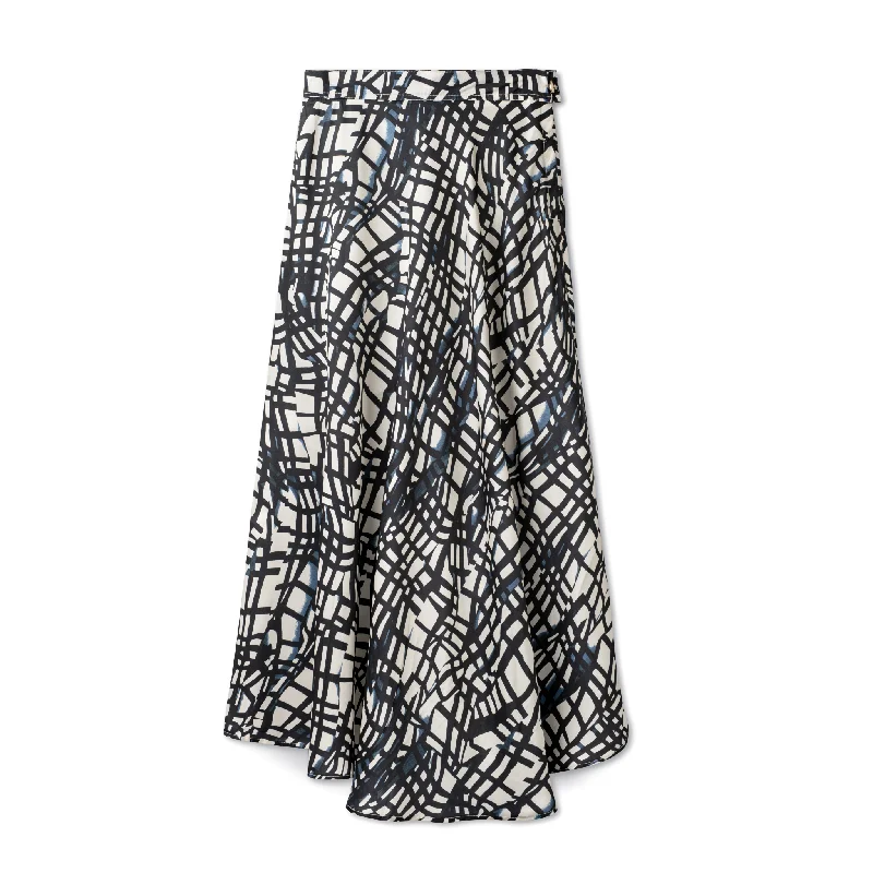 Signature Circle Skirt IN: Black Print Silk cashmere skirt fine
