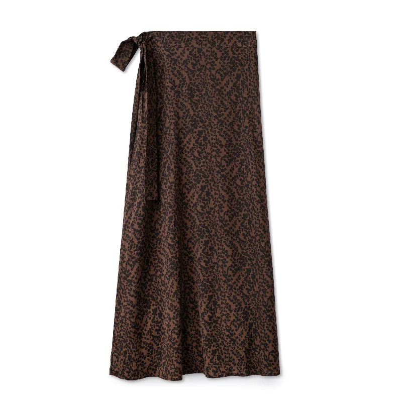 Wrap Skirt IN: Brown Print wool skirt warm