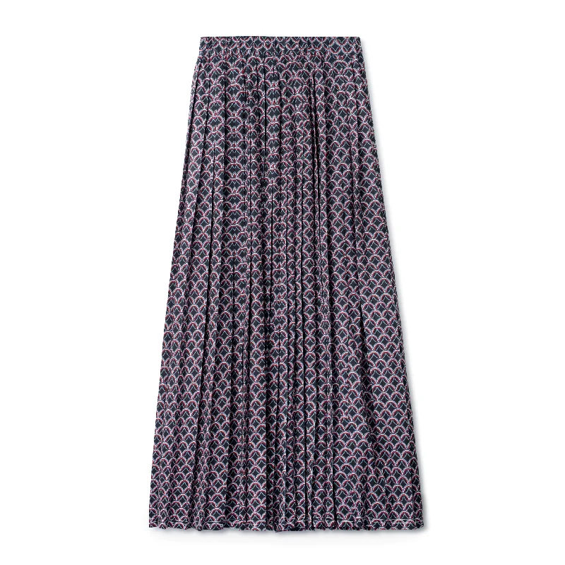 Elastic Waist Skirt IN: Geo Black linen skirt breathable