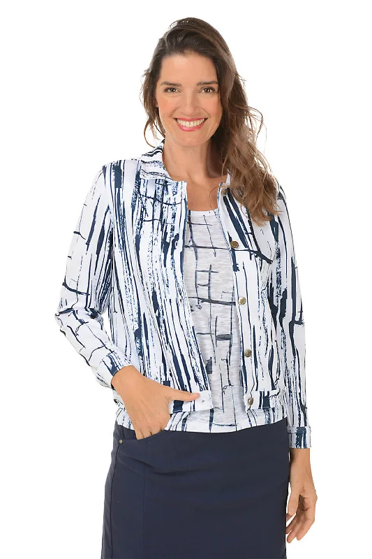 Sailor Sketch Two Piece Jacket Set Welt Pockets Slit Pockets Flap Pockets