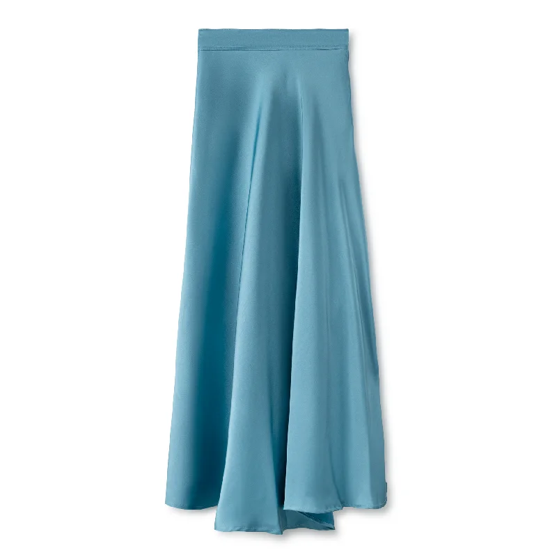 Signature Summer Silk Circle Midi Skirt IN: Blue leather skirt modern