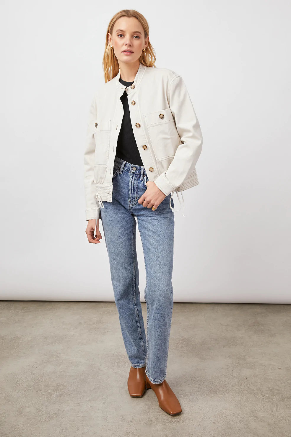 ALMA JACKET - BIRCH V-Neck Jacket Boat Neck Jacket Square Neck Jacket