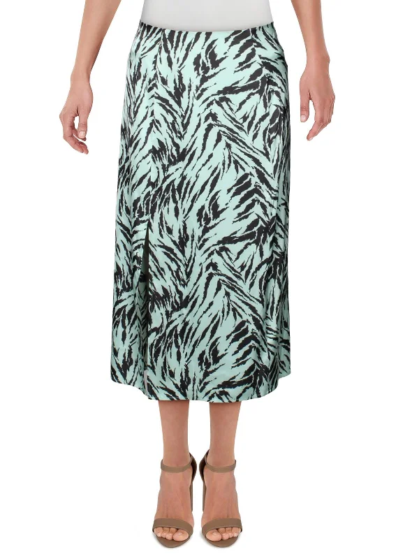Altamont Womens Tiger Print A-Line Midi Skirt casual skirt length